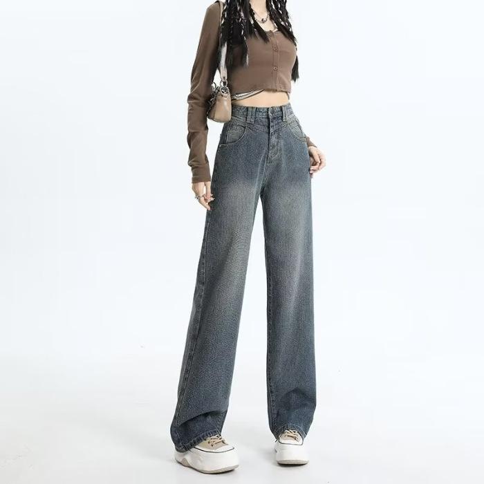 

Джинсы с высокой посадкой и широкими штанинами «Звездное небо» для женщин - Коллекция весна/осень 2025, Прямой крой, Свободные, Стройнящие, Драпированные брюки-моп M