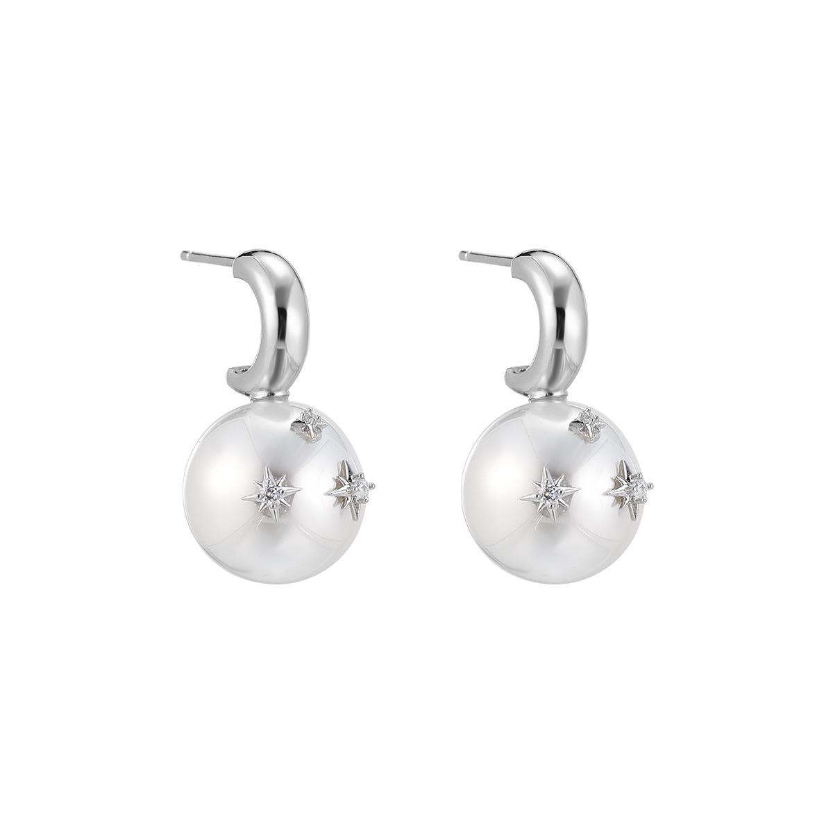 

Корейские высококачественные серьги-гвоздики со звездным жемчугом женские легкие роскошные изысканные ретро-серьги-иглы из серебра со звездами и цирконием 925 silver needles