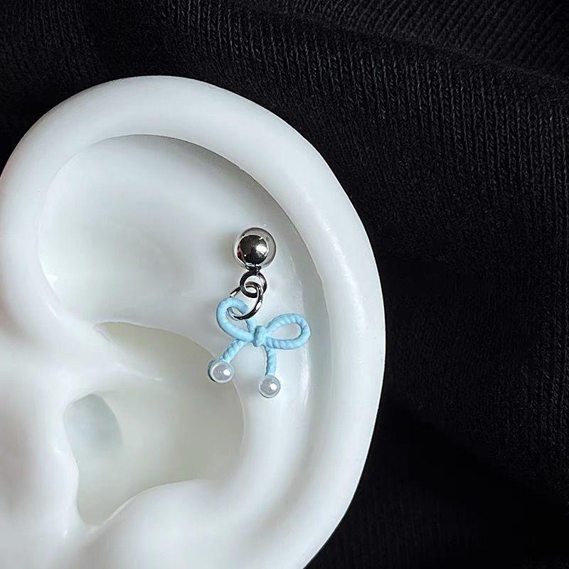 

1 шт. серьга-пусет с бантиком для пирсинга трагуса уха, штанга, серьга-пусет для хряща, серьга для пирсинга хеликса, украшение для пирсинга конха синий