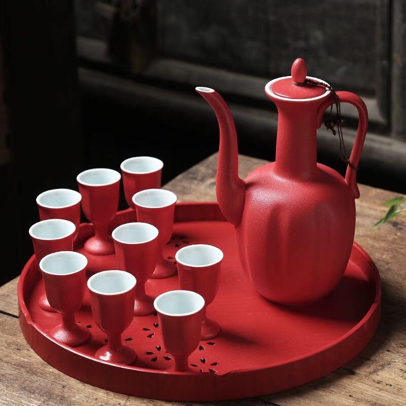 Chinese Wedding Wine Decanter & Toasting Cup Set