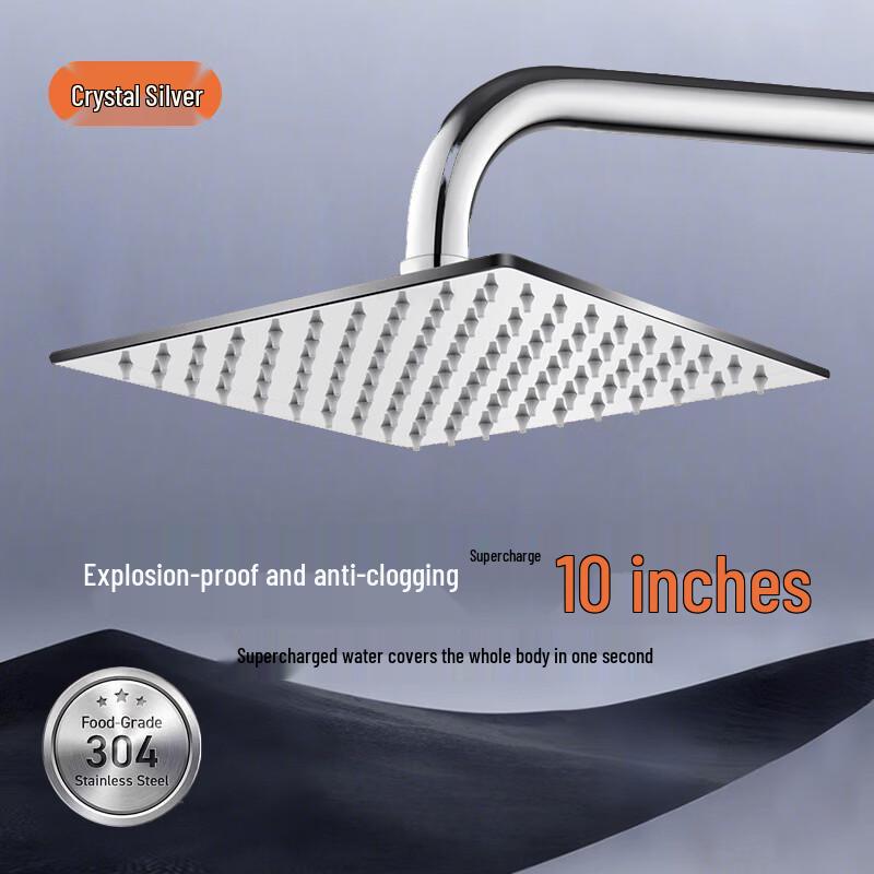 FaDiRuiShi 10-Inch 304 Stainless Steel Square Rain Shower Head