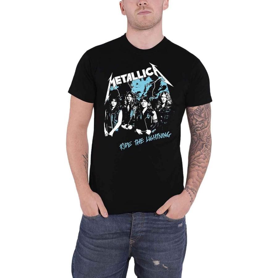 Metallica T Shirt Vintage Ride The Lightning Band Logo Official Mens Black S