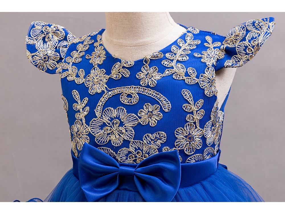 Detské vyšívané sieťované princeznovské šaty - nadýchaná sukňa pre družičku alebo na klavírne vystúpenie