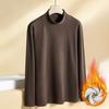 Men's Solid-color Casual High-neck Fitted Long-sleeved T-shirt, Men's Suede Warm Base Layer Top