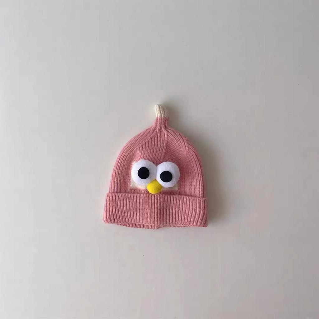 Autumn and winter baby hat, Korean version, cute cartoon design, fleece-lined, thickened, warm, ear-protecting, windproof, knitted wool hat for boys