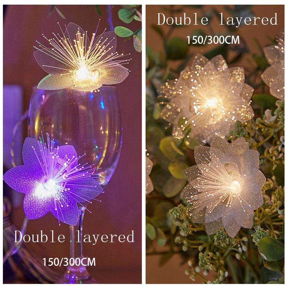 Battery Powered Fiber Optic Flower String Lights LED Christmas Tree Flower Lights  Christmas