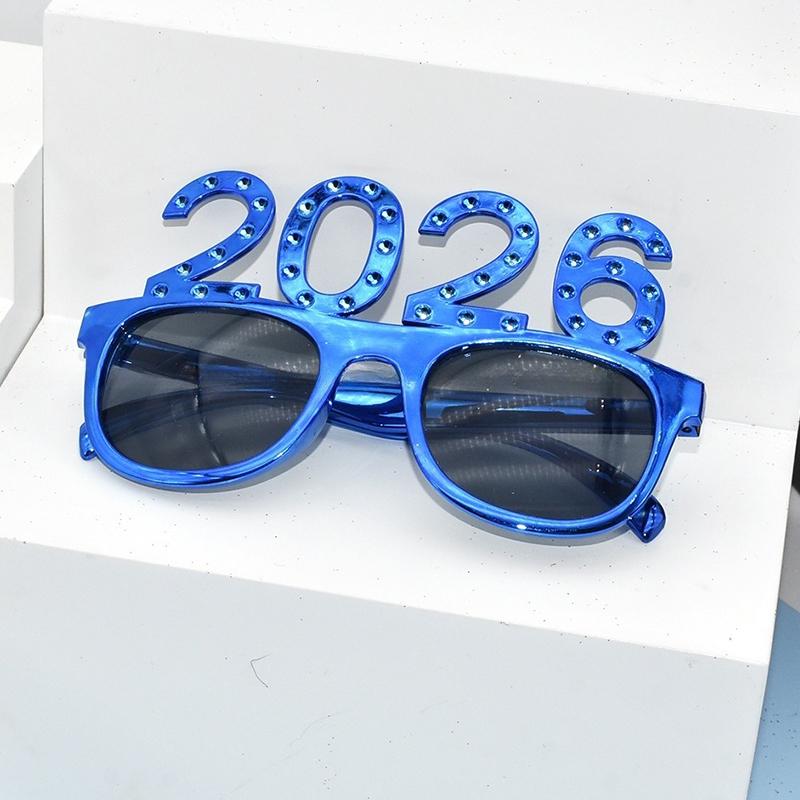 2026 Číslo Okuliare Šťastný Rok Okuliare Diamantové Trblietavé Slnečné Okuliare Cosplay Rekvizita Vianočná Párty Dekorácia Smiešne Okuliare