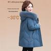 Women's Mid-Length White Goose Down Jacket 2024: Warm, Thick Winter Outerwear for Middle-Aged & Elderly.