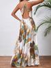 Tropical Print High Slit Strap Dress - European & American Style
