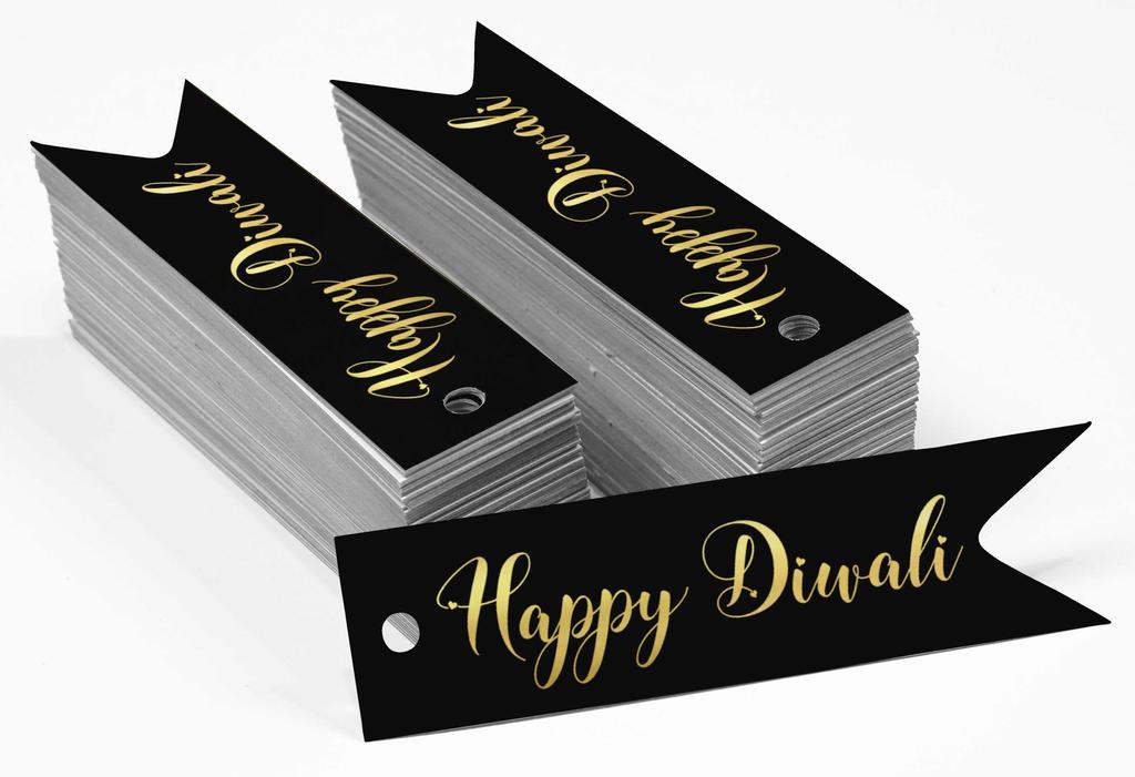 Inkdotpot Pack Of 100 Happy Diwali Favor Paper Tags Craft Real Gold Foil Hang