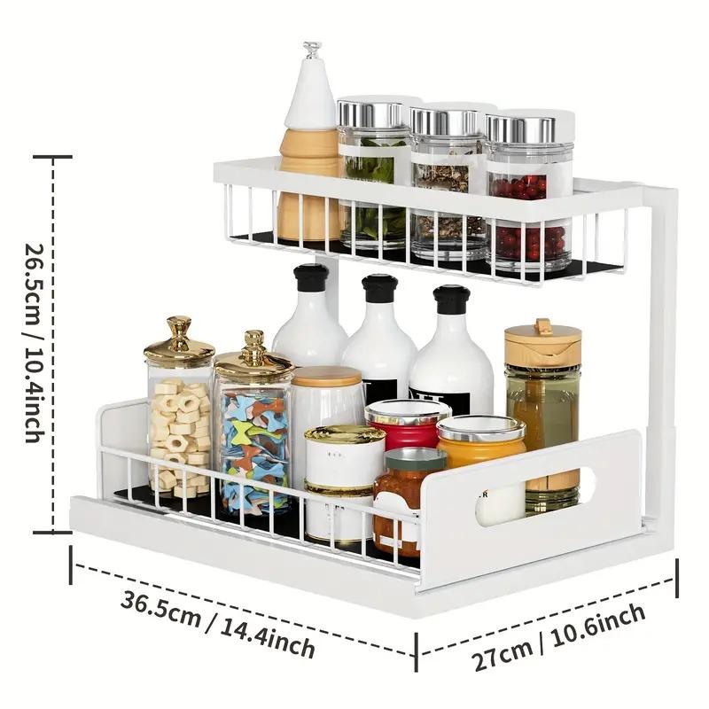 2 Tier Under Sink Organizer Pull Out Storage Rack With Sliding Drawer Storage Wire Basket For Kitchen Bathroom Cabinet Organizer