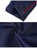Unisex Dark Blue School Trousers with Thin Red Stripes, Loose Straight Leg, Summer Thin Style, Perfect for Spring/Autumn Sports.