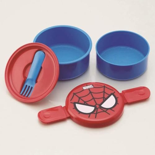 Skater Round Lunch Box 500ml Bento Box with Fork Spiderman ONWR1-A