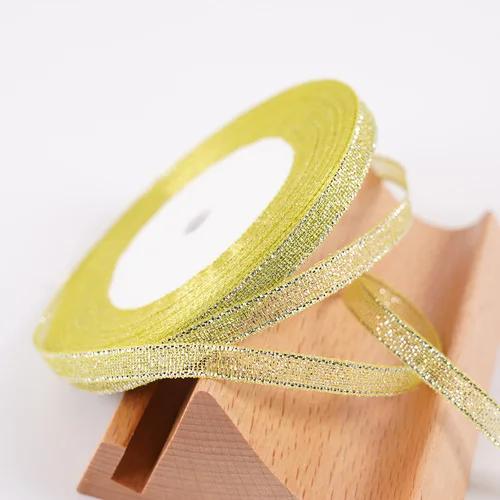

22 meters 6mm Colorful Glitter Metallic Ribbon Christmas Halloween New Year Wedding Party Gift Box Wrapping DIY Crafts Tape bows 6mm Glitter Ribbon жёлтый