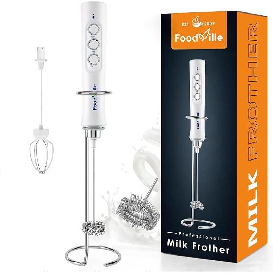 MF02 Rechargeable Milk Frother Handheld Foam Maker with Stainless Whisk for Cappuccino, Latte, Bulletproof Coffee, Keto Diet, Protein Powder, Matcha чистый белый