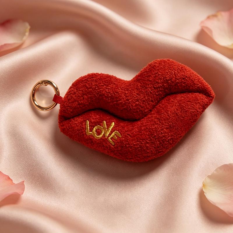 1Pc 10Cm Funny Red Lips Plush Toy Creative Plush Pendant Toy Red Lip Pendant Doll For Bag Keychain Valentine'S Gift