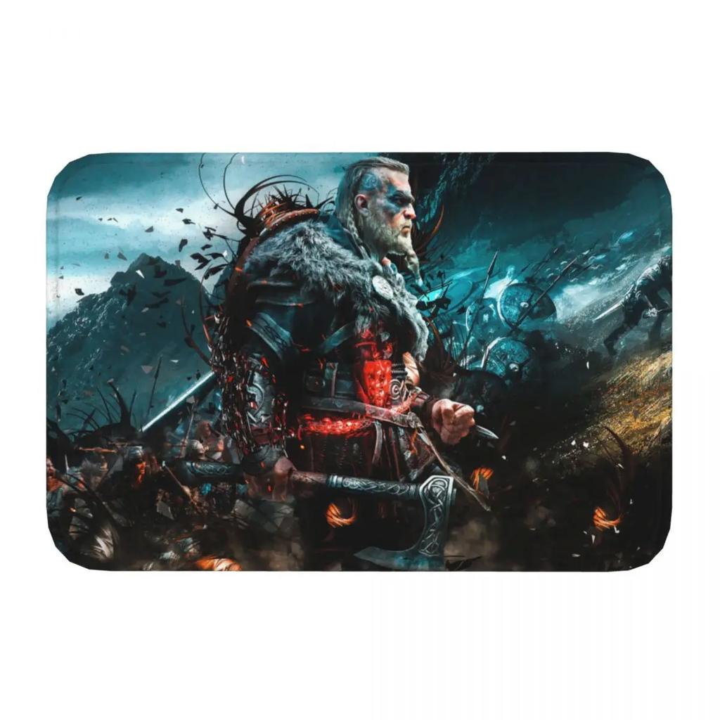 Viking Kitchen Non-Slip Carpet Assassins Creed Valhalla Eivor Dgital Art Bedroom Mat Welcome Doormat Decoration Rug