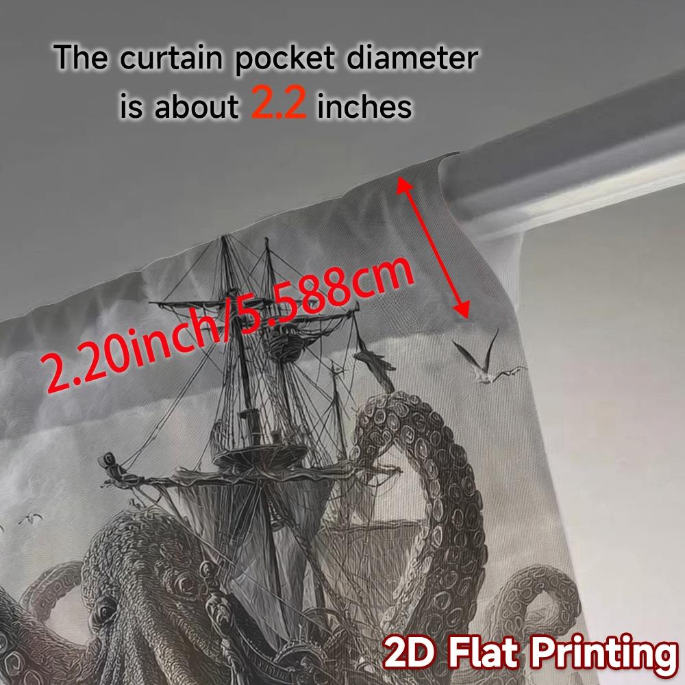 2pcs, 2D FLAT PRINTING Curtains (Without Rod) Krakens Wrath Modern Modern Curtains Polyester Easy Install Curtains Room Decor