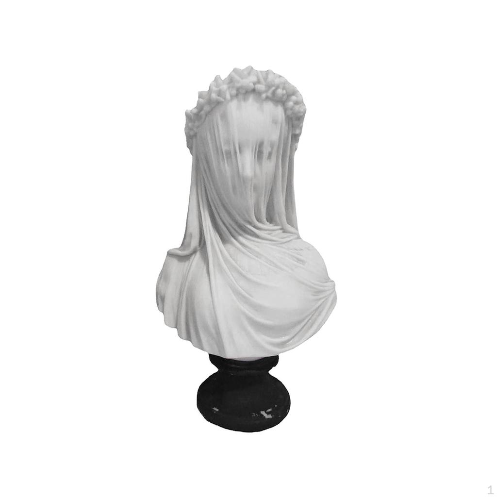 Bust Lady Art Veiled Statue Collection Resin White Figures Birthday Gift Gothic Unique For Festival