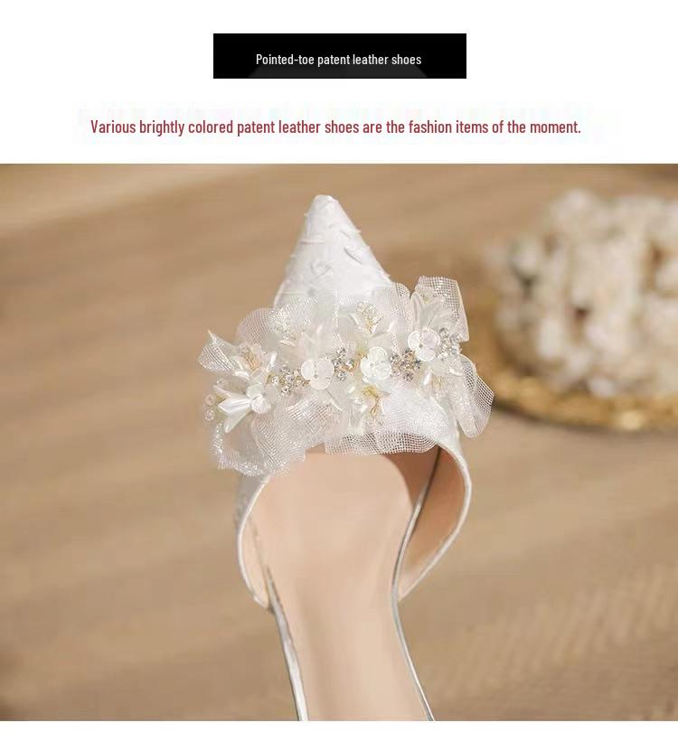 White Stiletto High Heels with Two-Way Butterfly Design - Perfect for Weddings