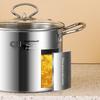 3.5L Deep Fryer Pot Stainless Steel Frying Pot With Mesh Steamer Basket With Glass Lid Kitchen Household Soup Pot Tool
