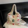 Korean Style Cute Cartoon Winter Yarn Shoulder Bag with Tassels - Versatile Large Capacity Tote