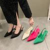 Fashion New Summer Women Sandals Sexy Pointed Toe Fashion Solid Color Thick Heel High Heels Cozy Shallow Mouth Outdoor Party Sandals