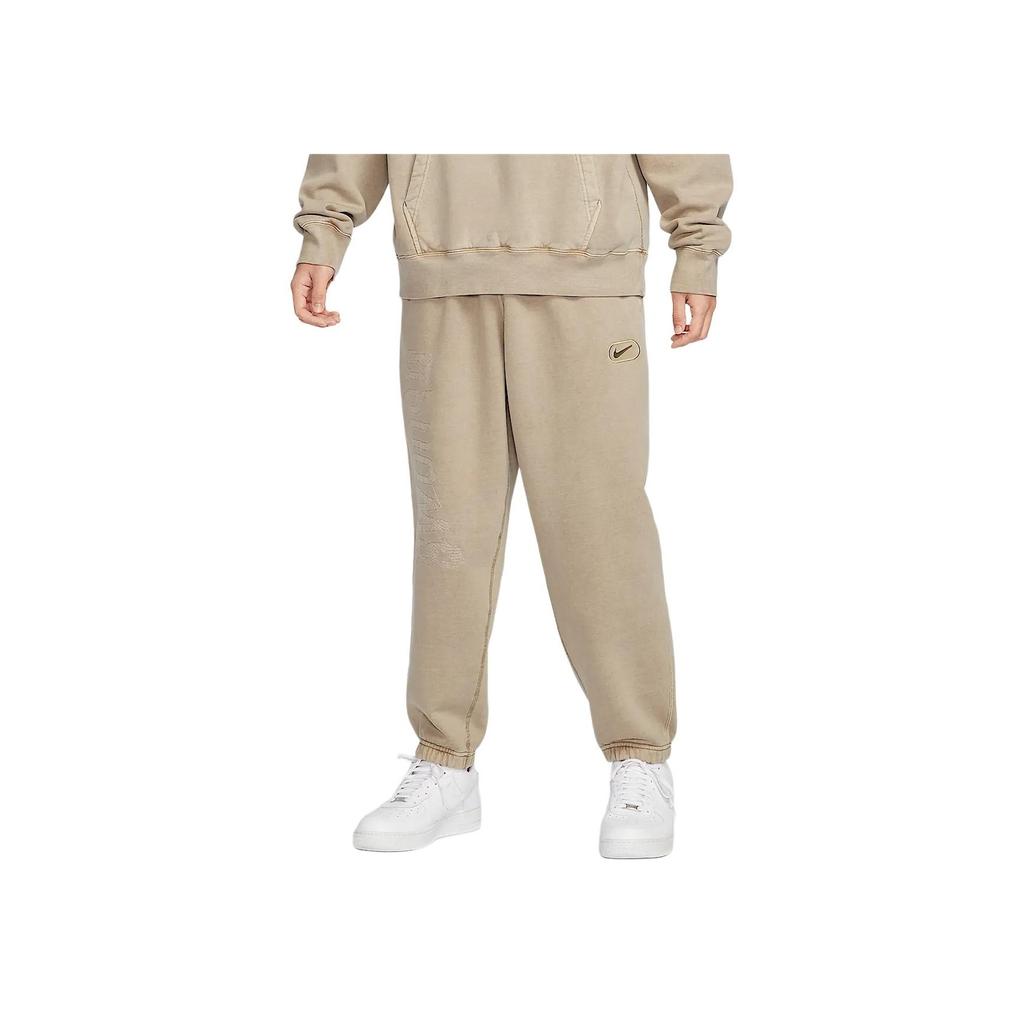 Nike Solid Color Logo Elastic Cuff Casual Pants Men Bottoms Beige HJ2233-297