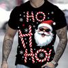 Men's Santa Claus 'HOHOHO' Graphic Tee - Casual Short Sleeve, Stretch Fabric, Summer Outdoor Wear