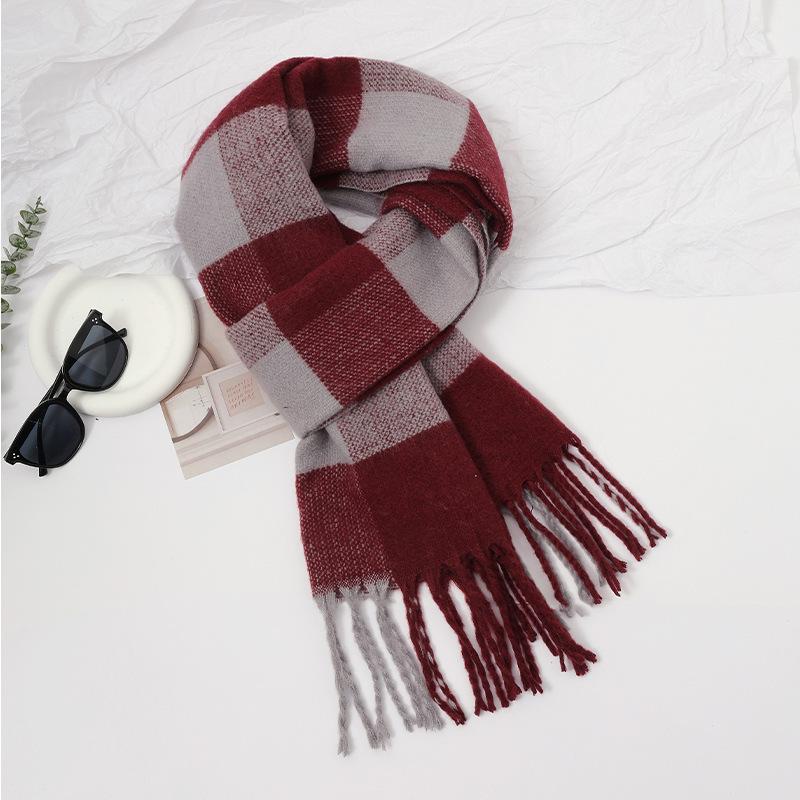 New Korean Style Classic Plaid Scarf for Women in Autumn and Winter Thickened and Warm  Versatile Shawl for Students To Wear As A Scarf