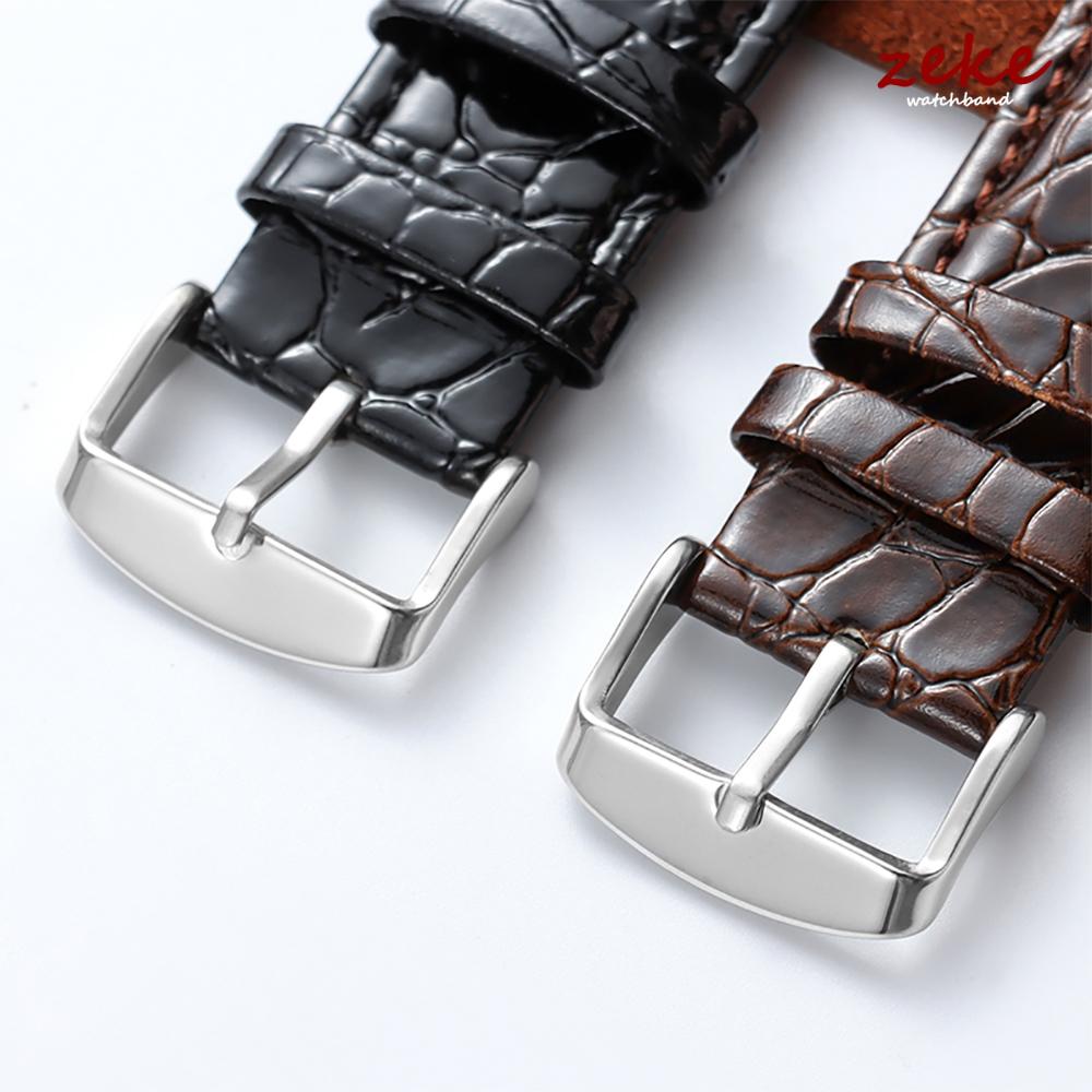 Vintage Black Brown Handmade Crocodile Pattern Leather Strap Ultra Thin 12 14 16 18 19 20 21 22MM Men Genuine Leather Watch Band