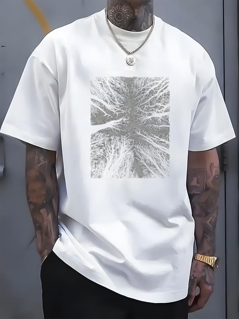 Forest Graphic Print Men's Luxury Cotton Short Sleeved T-shirt Summer Unisex Men's and Women's Casual Loose Trendy Clothing