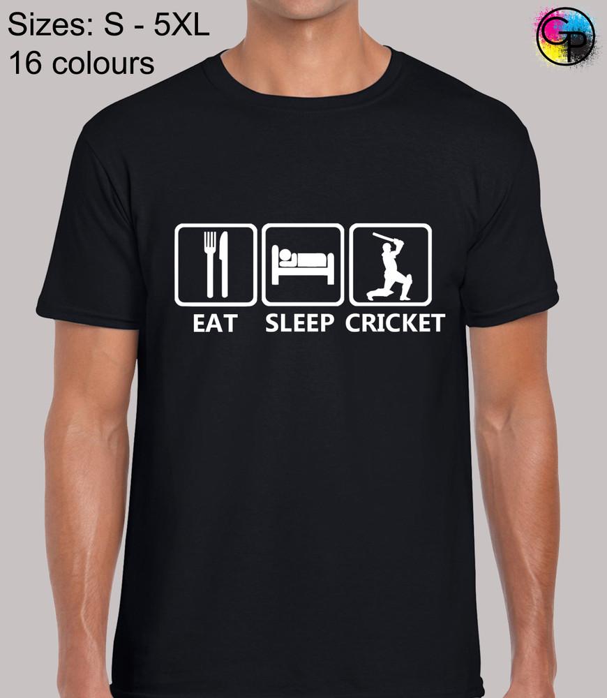 

Eat Sleep Cricket Joke Novelty Funny Regular Fit T-Shirt Top TShirt Tee for Men M