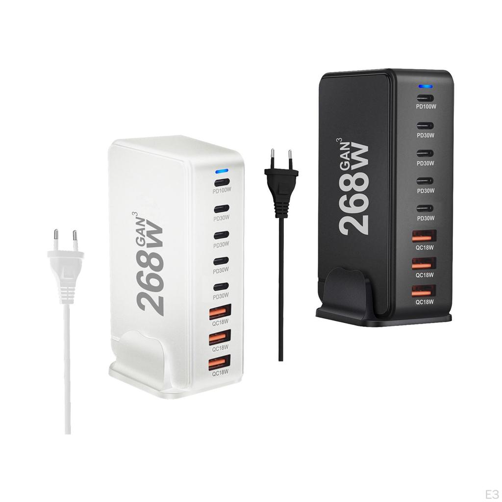 268W USB C Ladegerät PD 8 Ports Desktop Adapter Ladestation Weiß