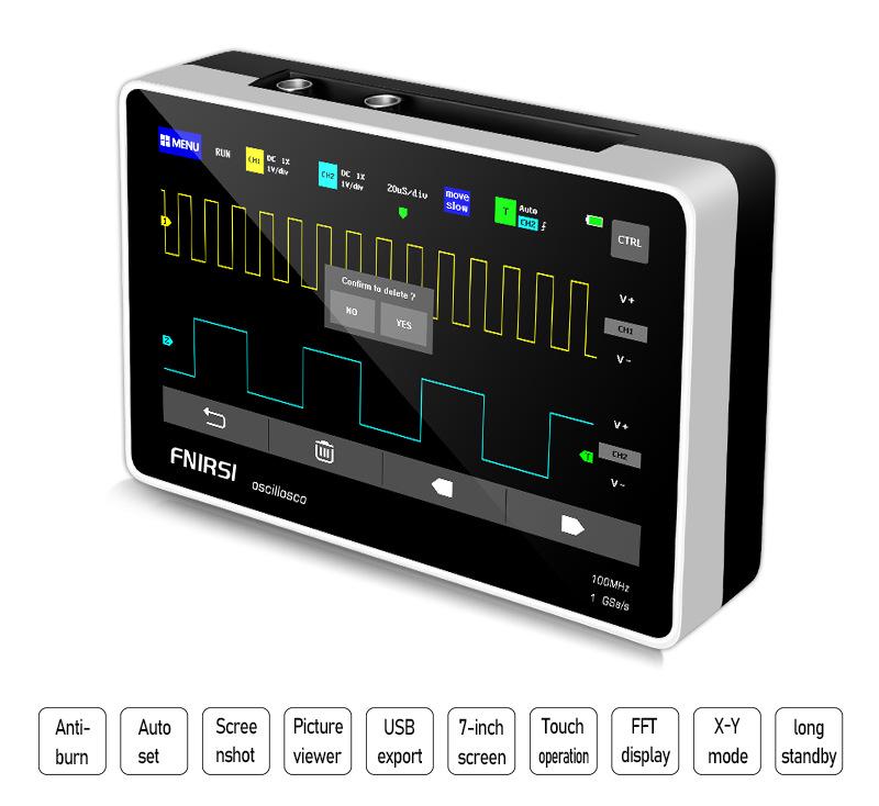 FNIRSI-1013D Dual-Channel Digital Touch Oscilloscope - 100M Bandwidth, 1GS/s Rate
