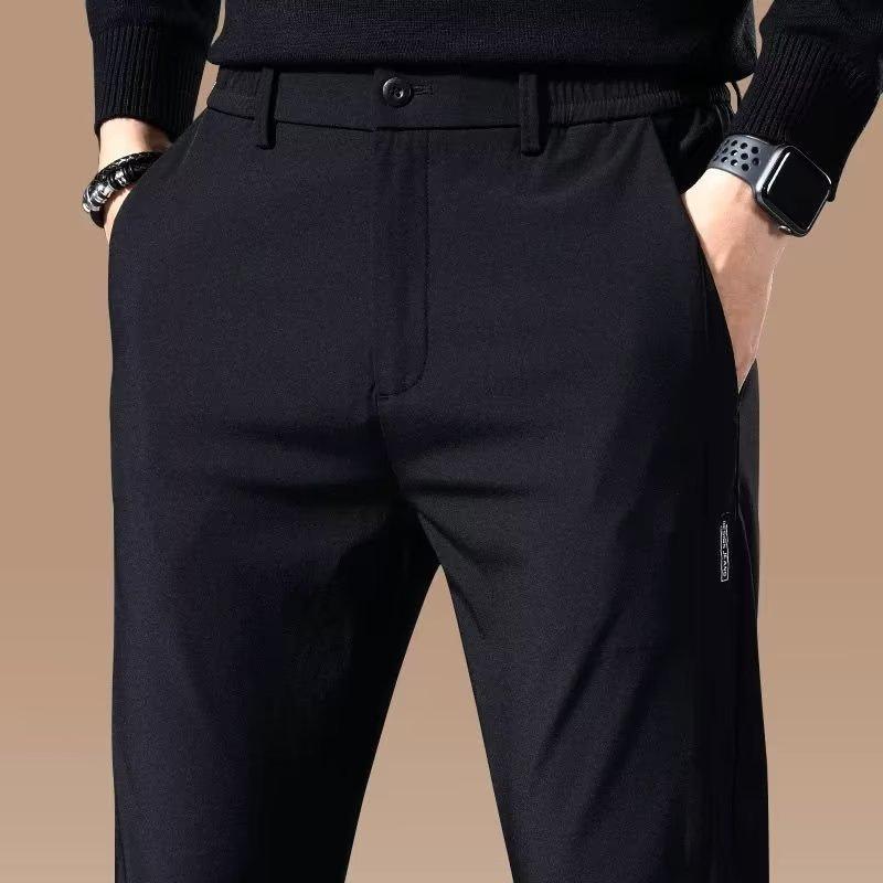 

Autumn and winter new slim-fit black label medium and thick fashion trend business large-size straight casual pants 28 чёрный