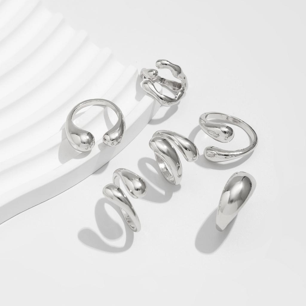 Simple Wide Face Geometric Chunky Ring Set for Women Men Irregularcross Hollow Open Rings Vacation Party Jewelry Charm Gold Silver Color