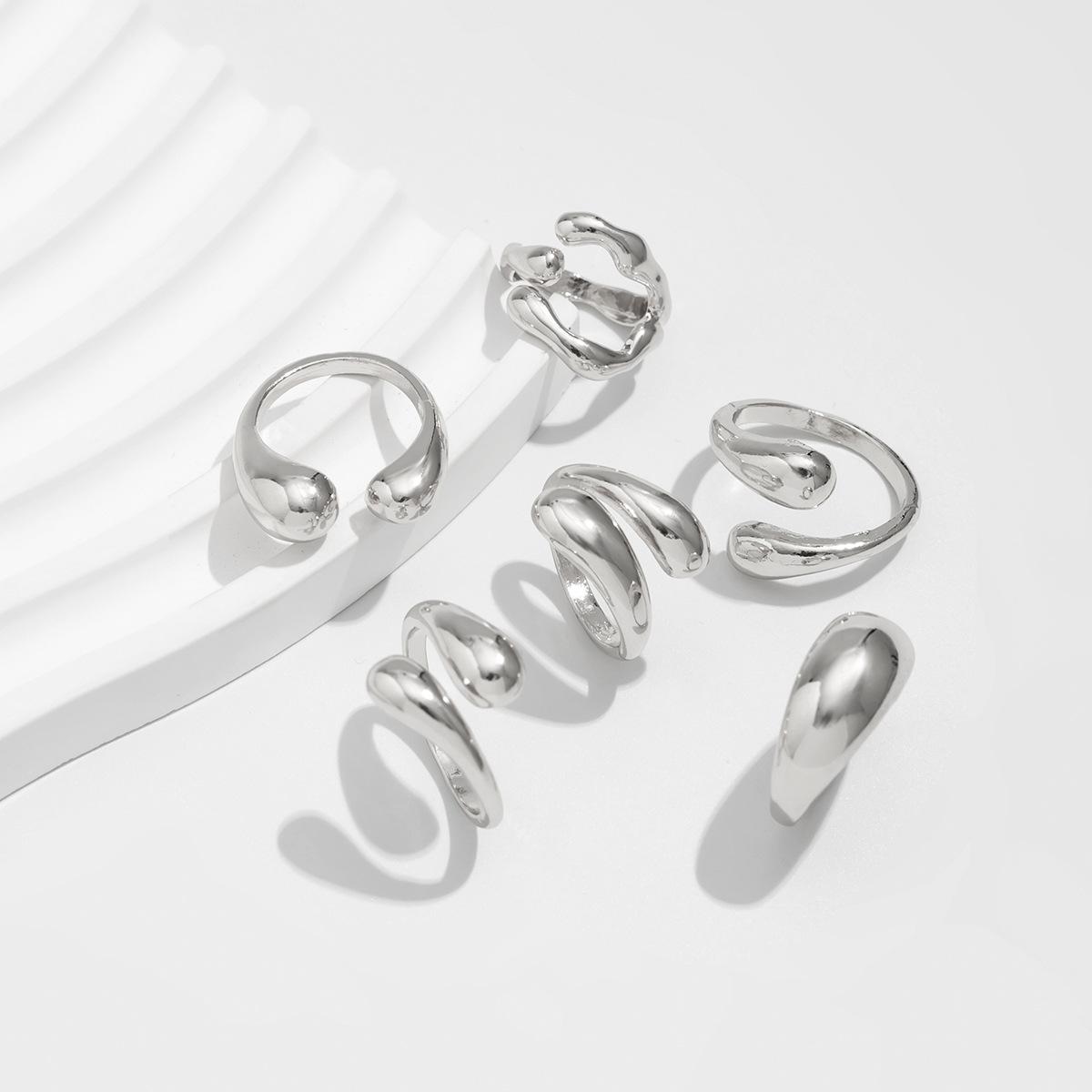 

Простой широкий геометрический массивный набор колец для женщин и мужчин, нерегулярные крестообразные полые открытые кольца для отдыха на вечеринке, ювелирные изделия с шармом, золотого и серебряного цвета