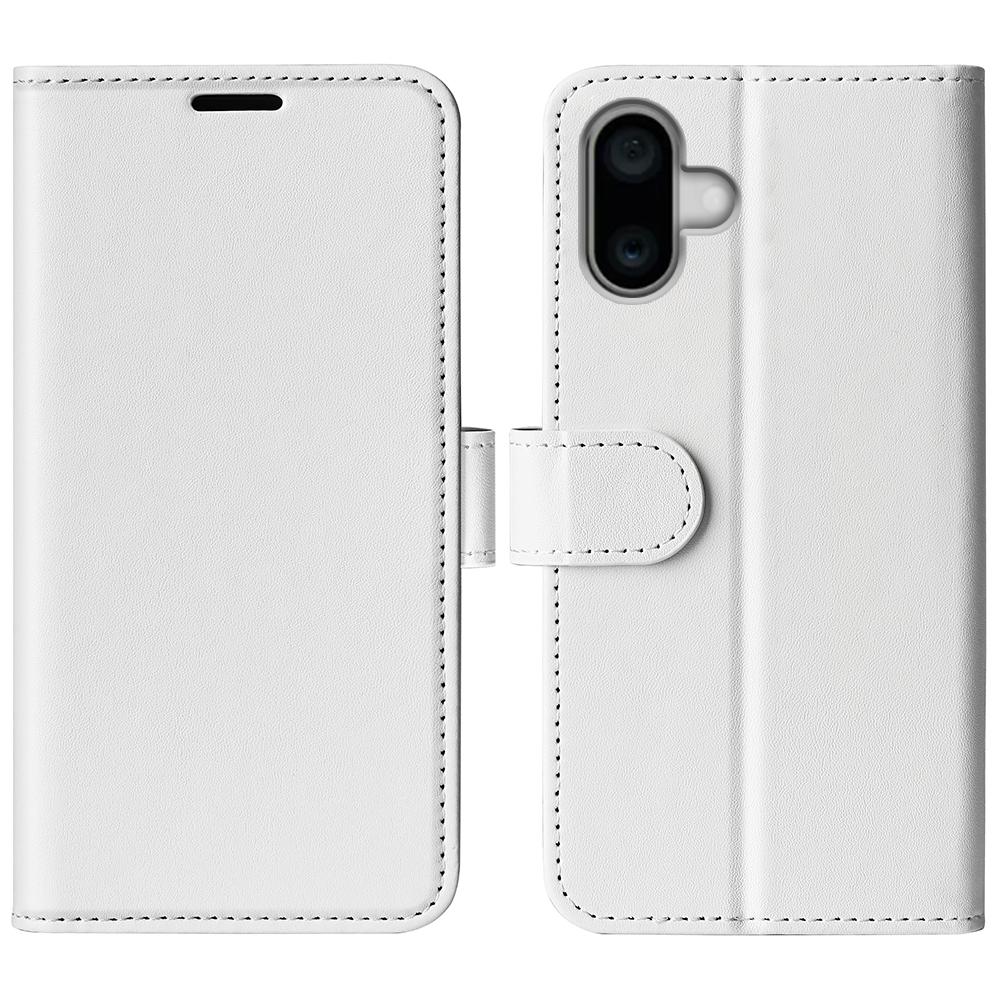 

For iPhone 16 Plus Case Crazy Horse Texture Leather Phone Cover Horizontal Viewing Stand White