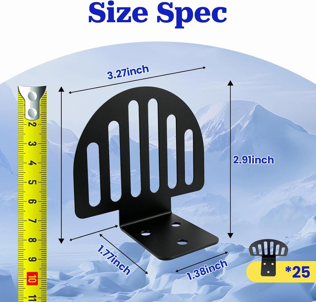 25 Pack Metal Roof Snow Guards - Alloy Steel Standing Seam Snow Stoppers with Seal Gaskets Screws Prevent Snows Ice Avalanches