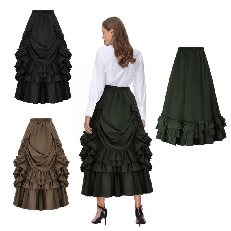Victorian Women Dress Ball Gown Skirt Medieval Renaissance Wedding Costume Party