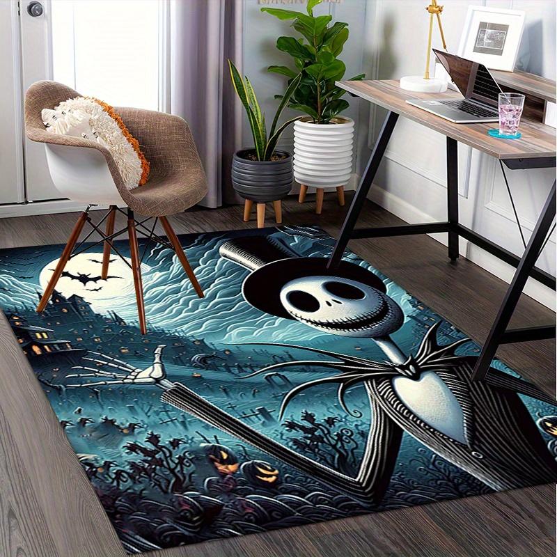 Office Rug Jack Skellington, Halloween Town Theme 3D Printed Anti-Slip Rug-Machine Washable for Living Room