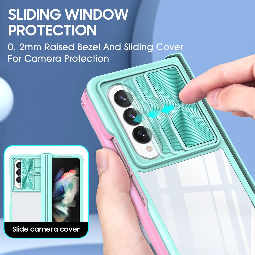 Anti -Drop Slide Camera Protection Case For Samsung Galaxy Z Fold 4 5g Fold4 Zfold4 Non -Slip Clear Acrylic Phone Bag Funda