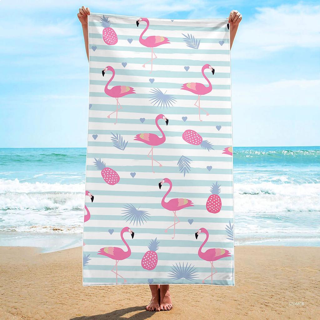 2026 Flamingo Print Large Microfiber Bath Towel Soft Quick Dry Beach Towel Square 75x150cm