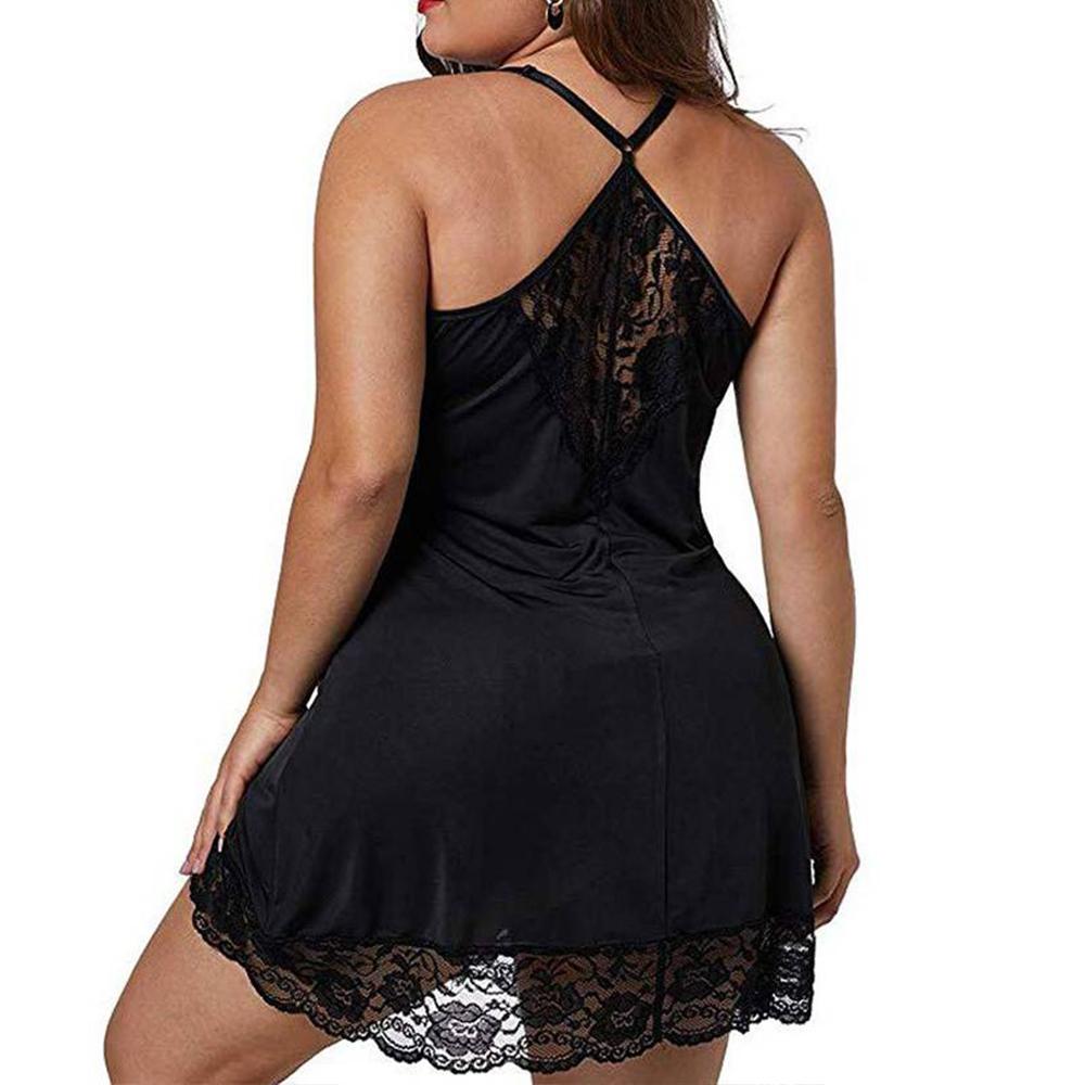 Plus Size Sexy Club Basis Dress for Women 2024 Large Size Lace Camisole Pajamas Short Mini Skirt Sleepwear Female Clothing
