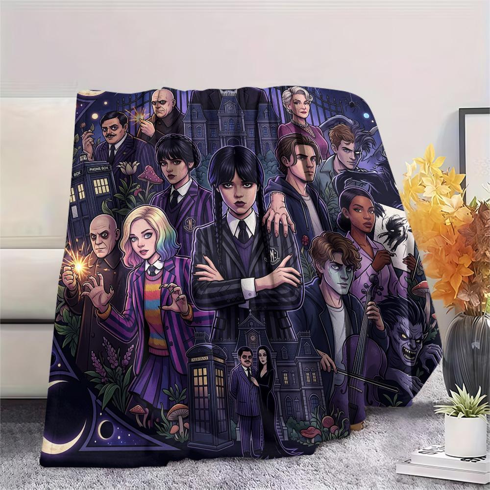 Coperta in Flanella con Stampa di Mercoledì Addams, Coperta Calda Ultra Morbida di Alta Qualità per Tutte le Stagioni, Coperta Accogliente per Arredamento Casa, Regalo di Natale Perfetto