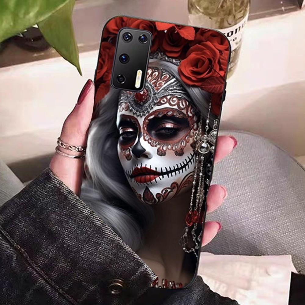Catrina Beautiful Rose Girl Skull Phone Case For Huawei P 8 9 10 20 30 40 50 Pro Lite Psmart Honor 10 Lite 70 Mate 20lite