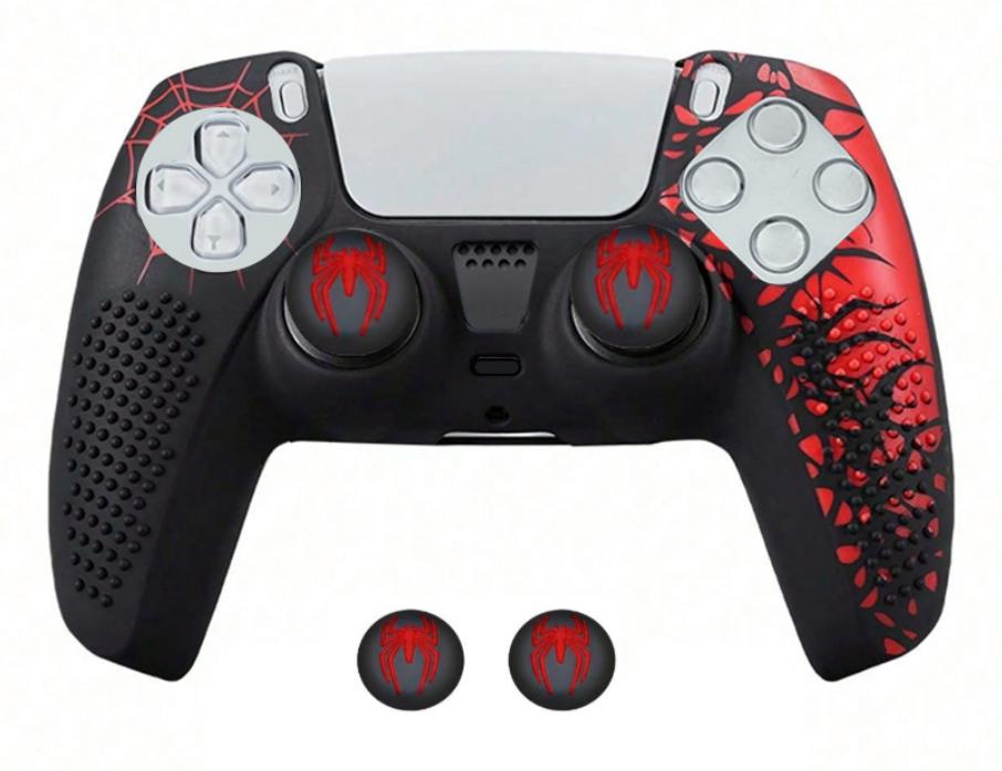 For PS5 Controller Cover Case Anti-Slip Silicone Protective Skin Compatible with PS5 Game Controller Thumbstick Grip Cap Sticker