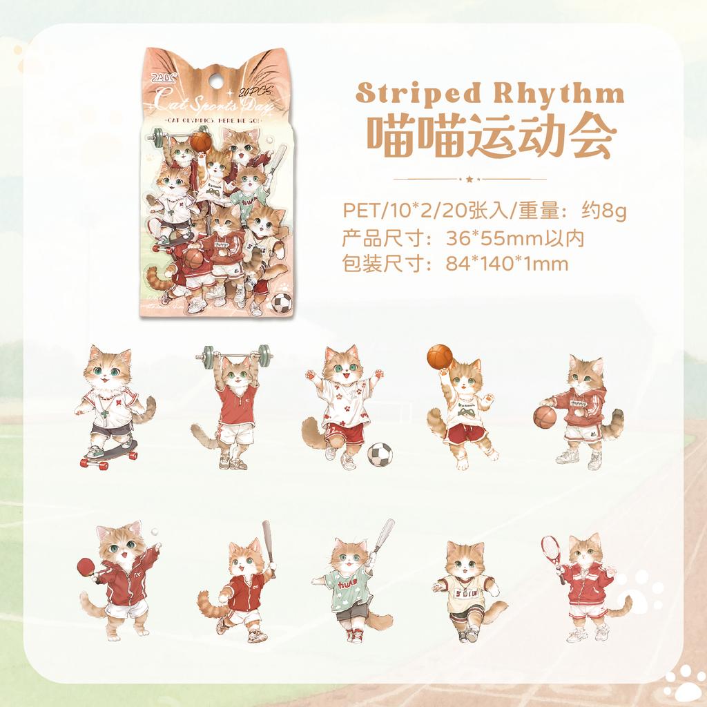 20/120pcs Cute Claw Club Series Kawaii Ins Cartoon Cat PET Stickers Creative Handbook Scrapbooking DIY Material Stickers