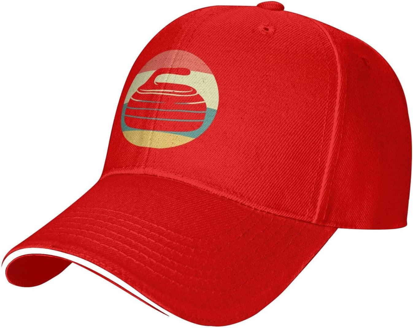 Retro Curling Stone Vintage Style Baseball Cap Unisex Adjustable Cotton Twill Dad Hat Adjustable